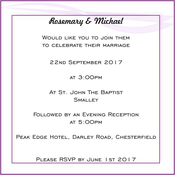 Informal style wedding invitation from the Bride and Groom