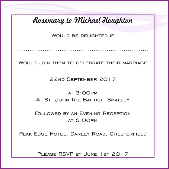 Wirding for wedding invitation from Bride and Groom with a line to hand write guests name